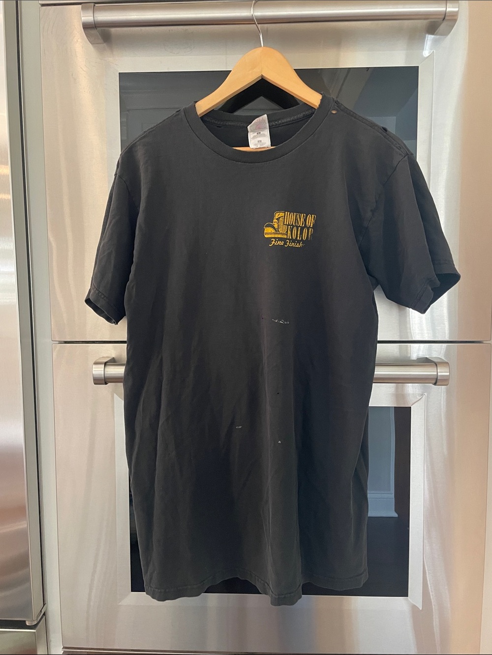 Fruit of the Loom Black Tee with Small Yellow Chest Logo